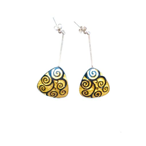 Earrings Studs Swirl Gold/Black (48mm)