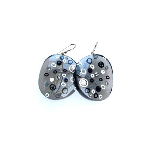 Earrings Black with Swarovski crystals (30mm)
