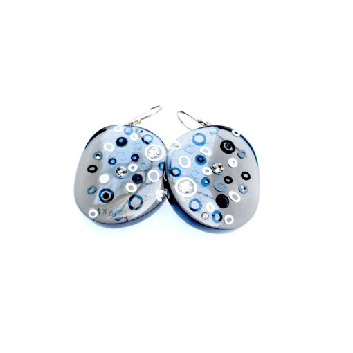 Earrings Black with Swarovski crystals (30mm) - Image 3