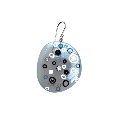 Earrings Black with Swarovski crystals (30mm) - Image 2