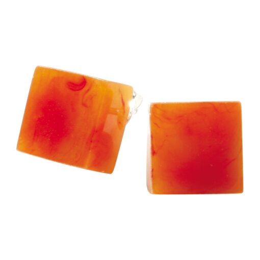 Earrings Square Orange Marble - Stud (15cm x 15cm)