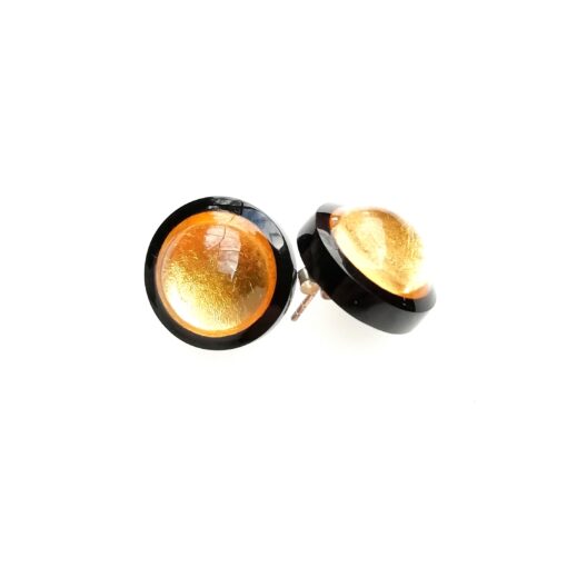 Earrings Studs Gold/Black  (17mm) - Image 2