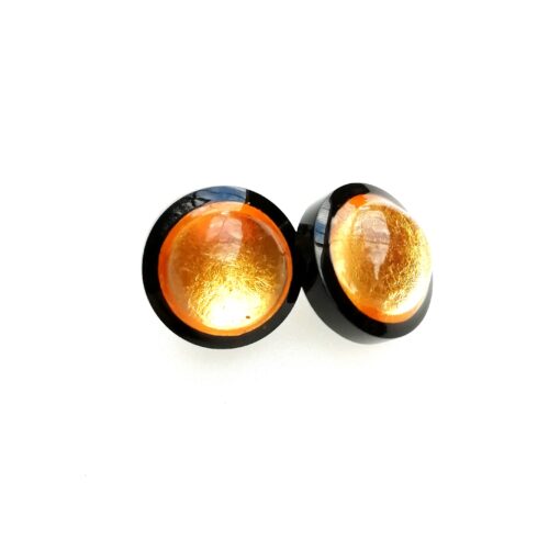 Earrings Studs Gold/Black  (17mm) - Image 3