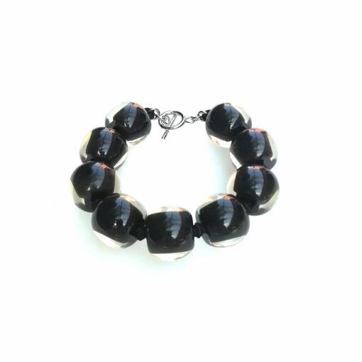 Bracelet Black - T-Bar, Bead size  3, (23cm)