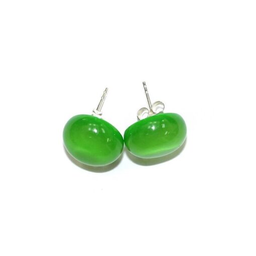 Earrings Round Vivid Green - Stud (Ø 1.2cm)