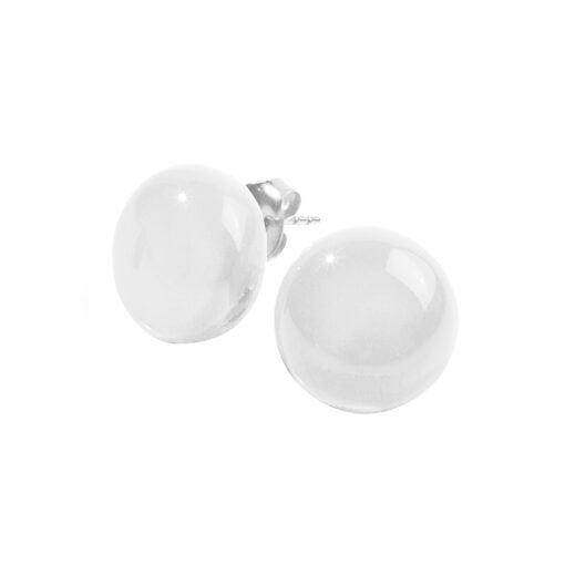 Earrings Round White - Stud (Ø 1.2cm)