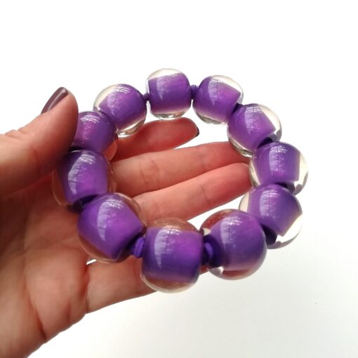 Bracelet Violet Pearl Purple - Elastic band (Bead size 3) - Image 4