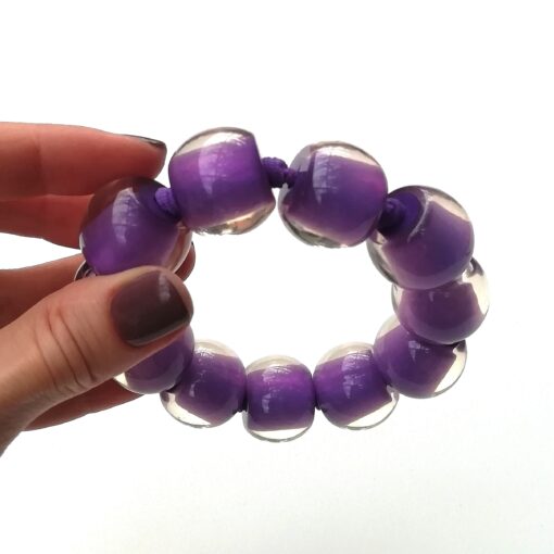 Bracelet Violet Pearl Purple - Elastic band (Bead size 3) - Image 3