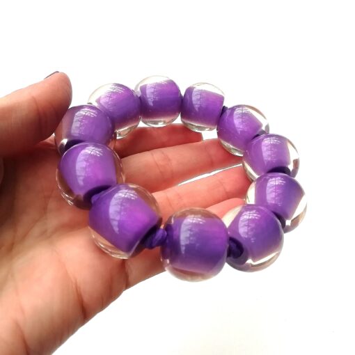 Bracelet Violet Pearl Purple - Elastic band (Bead size 3) - Image 2