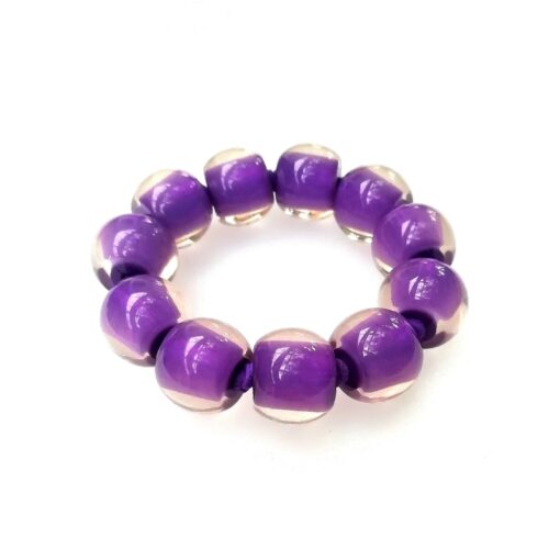 Bracelet Violet Pearl Purple - Elastic band (Bead size 3)