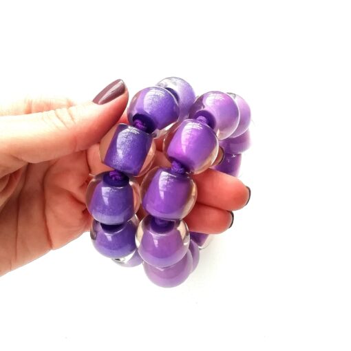 Bracelet Violet Pearl Purple - Elastic band (Bead size 3) - Image 6