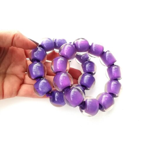 Bracelet Violet Pearl Purple - Elastic band (Bead size 3) - Image 5