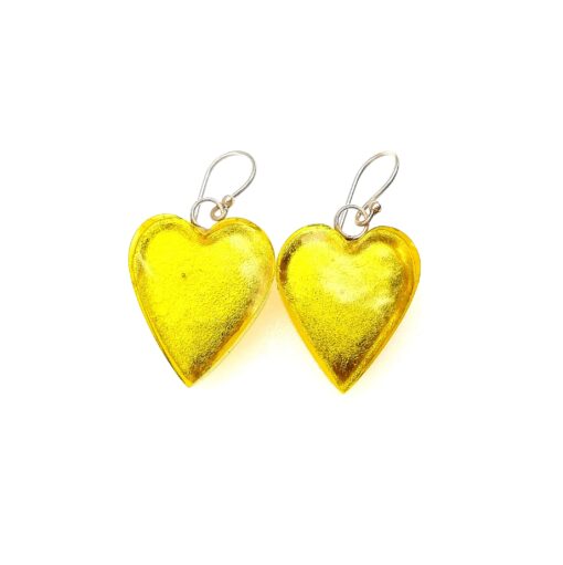 Earrings Heart  Silver/Green  (25mm) - Image 3