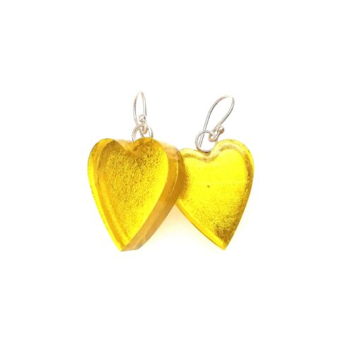Earrings Heart  Silver/Green  (25mm) - Image 2