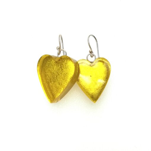 Earrings Heart  Silver/Green  (25mm)