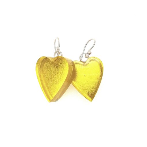 Earrings Heart  Silver/Green  (25mm) - Image 5