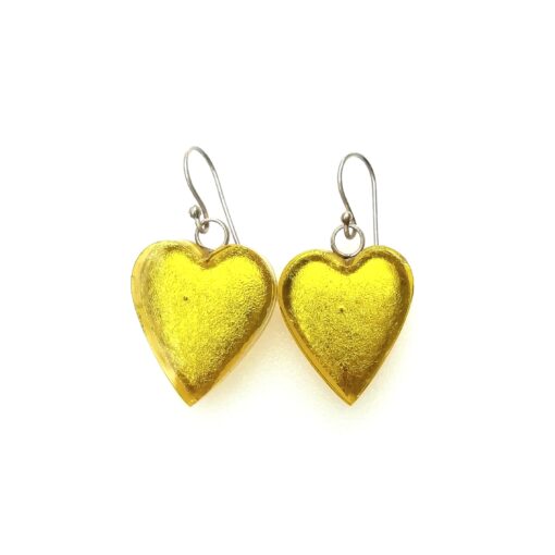 Earrings Heart  Silver/Green  (25mm) - Image 4