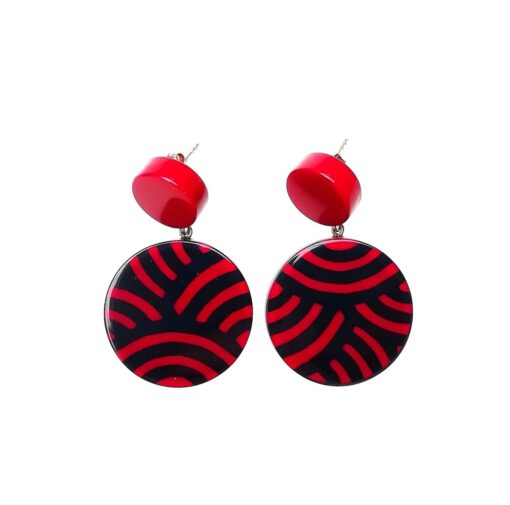 Earrings Red Black (50 mm Drop)