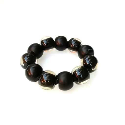 Bracelet Black and Matt Black - Elastic band (Bead size 3)