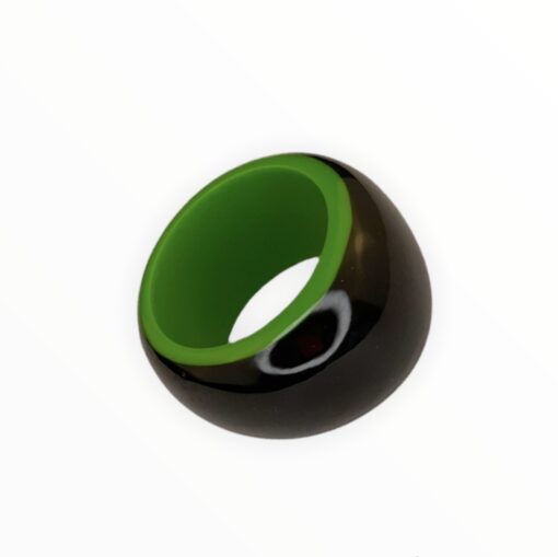 Ring Black, Green (Size L) 15mm