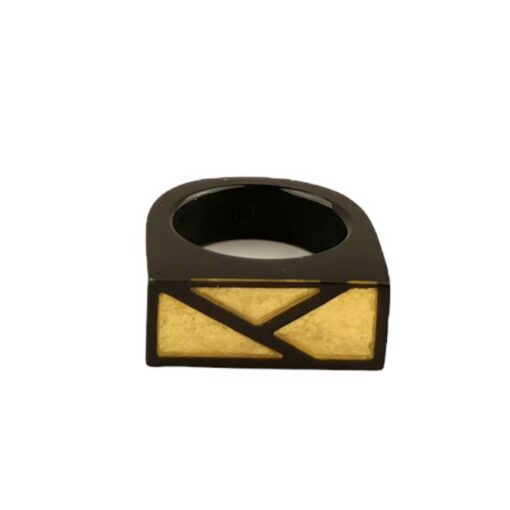 Ring Gold Black Rectangle - Image 2