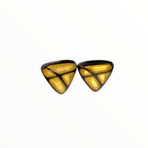Earrings Studs Black with Gold Triangles