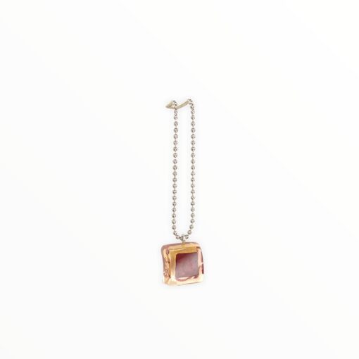 Metal Beaded Chain Necklace with Gold and Red Rose Pattern Pendant - Image 3