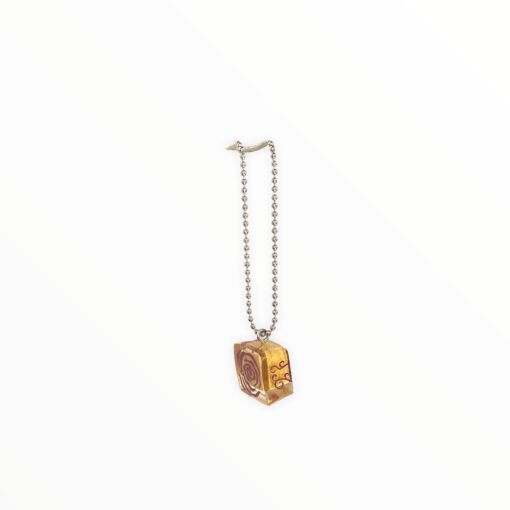 Metal Beaded Chain Necklace with Gold and Red Rose Pattern Pendant - Image 2