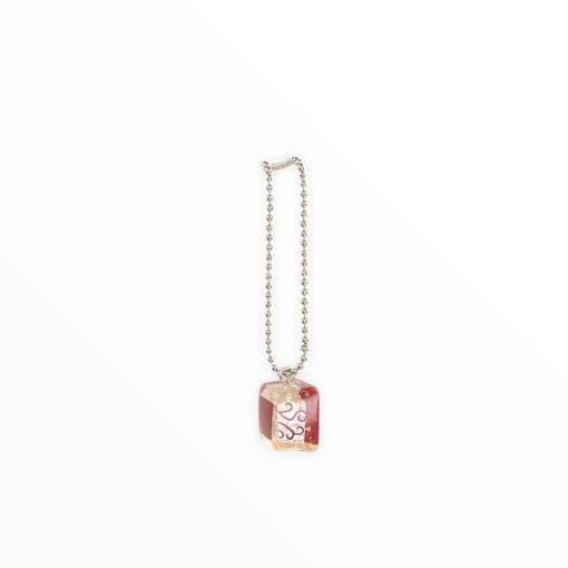 Metal Beaded Chain Necklace with Silver and Red Rose Pattern Pendant - Image 3