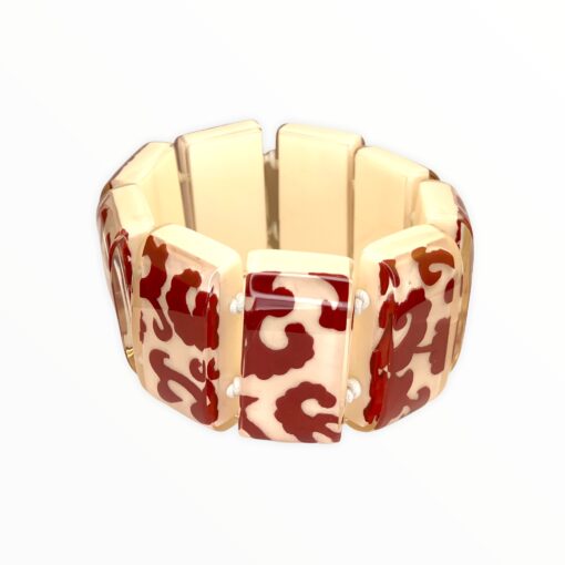 Bracelet Elastic Band Cream and Red Flower patterns (Size L)
