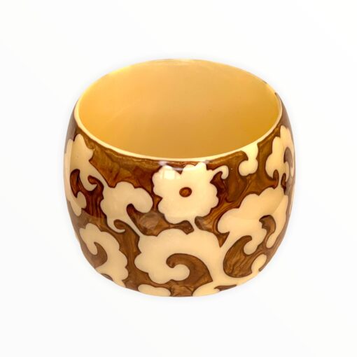 Bracelet Cream and Bronze  Flower Patterns (Size L) - Image 2