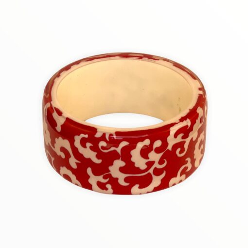 Bracelet Cream and Red  Flower Patterns