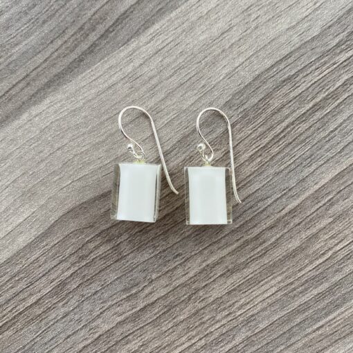 Earrings Square Solid White - Cube size 4