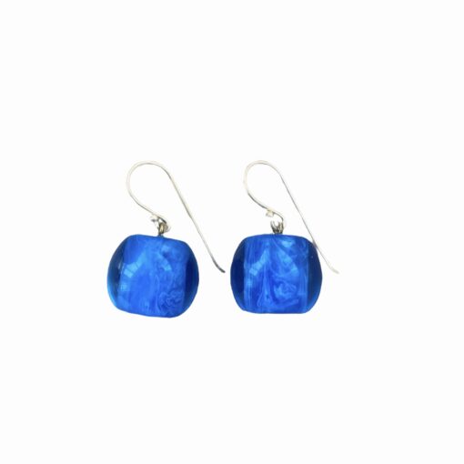 Earrings Blue Marble Bead size 5