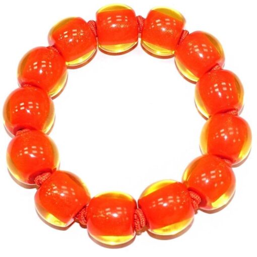 Bracelet Orange - Elastic band (Bead size  4) Large